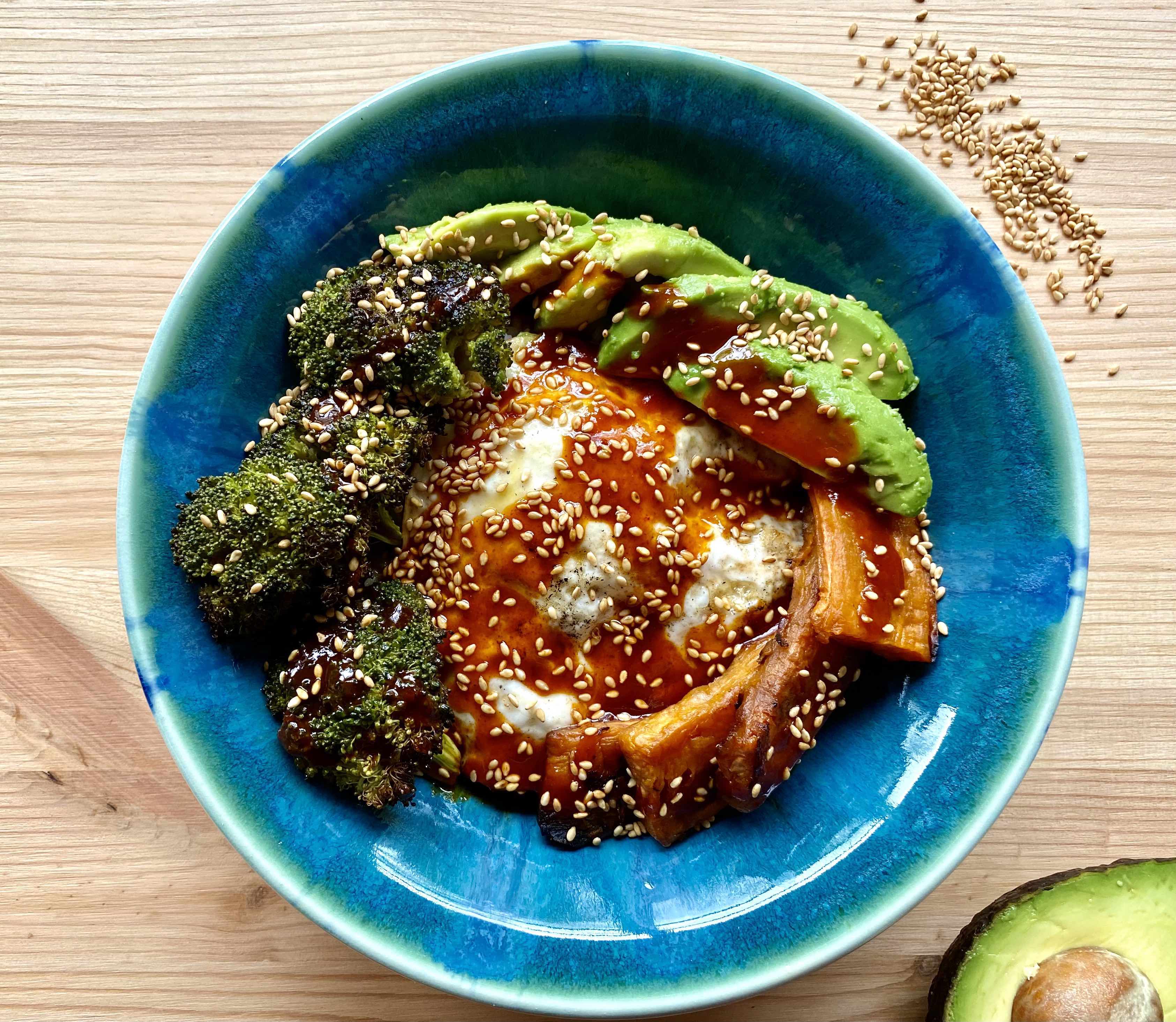Spicy Sweet Potato and Broccoli Rice Bowl